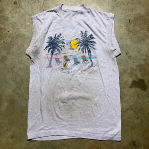 Vintage 80s Pompano Beach Purple Sleeveless Shirt